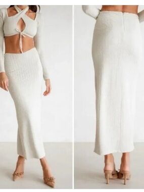 Sabo skirt white scrunch textured maxi skirt